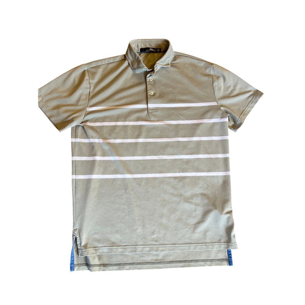 RLX Ralph Lauren Golf Polo. Gray/White Stripes. Size Small